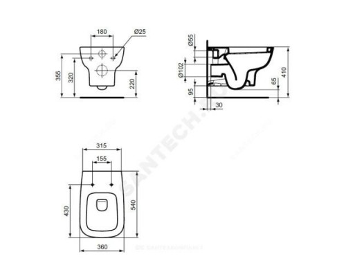 Унитаз подвесной горизонт/выпуск без сиденья Esedra Ideal Standard T281401.