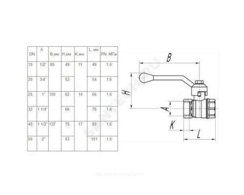 Кран шаровой латунь Стандарт 220 аналог 11б27п1 Ду 15 Ру16 ВР полнопроходной рычаг ГАЛЛОП 103150