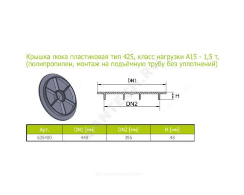 Люк РР круглый 448х396 h=48мм (А15) тип 425 Ostendorf 635400
