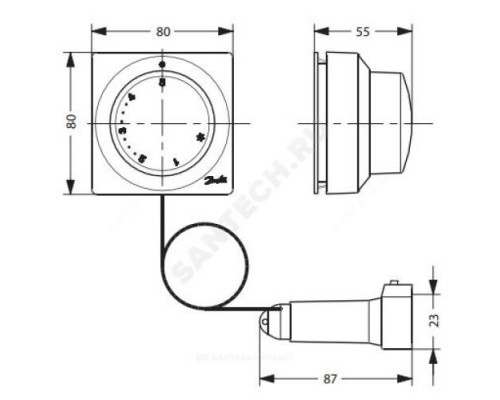 Элемент термостатический RA 5068 жид/нап клипс RTR (RA) 8-28oC с дистанционным управлением L=8м Danfoss 013G5068