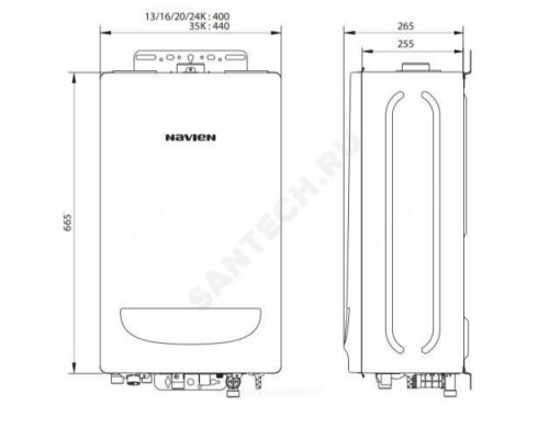 Котел настенный газовый 24 кВт двухконтурный DELUXE S 24K Navien PNGB3500024L001