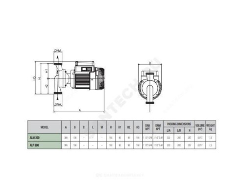 Насос ин-лайн с сухим ротором ALP 800 M PN10 1x220-240В/50 Гц DAB 105100084