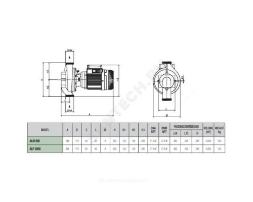 Насос ин-лайн с сухим ротором ALP 2000 T PN10 3x230-400В/50 Гц DAB 105100134