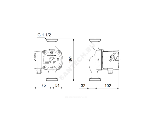 Насос циркуляционный с мокрым ротором для ГВС UPS 25-40 N PN10 1х230В/50 Гц Grundfos 96913060