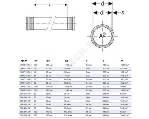 Труба PP-MD двухраструбная бесшумная Silent-PP Дн 90х3,1 L=0,5м в/к Geberit 390.410.14.1