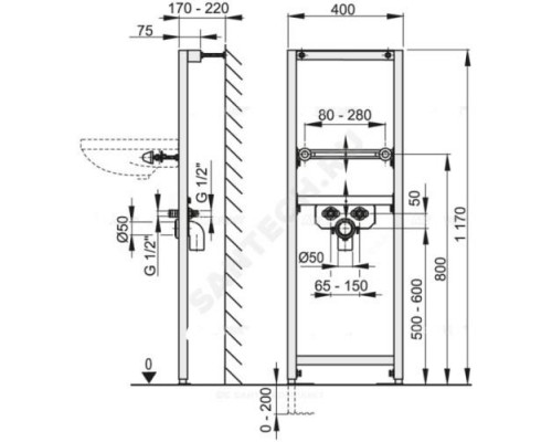 Инсталляция для умывальника Alca Plast A104/1200