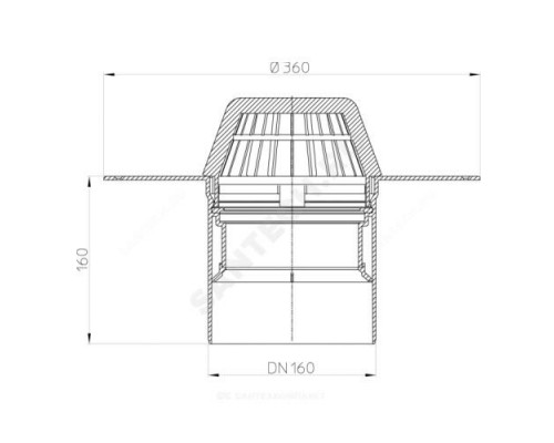 Воронка кровельная HL62P с вертикальным выпуском ПВХ Дн 160 с листвоуловителем, теплоизоляцией HL HL62P/5