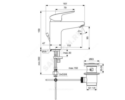 Смеситель для умывальника одноручный CERAFLEX Grande Ideal Standard B1713AA