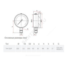 Манометр ТМ-521Р.00 радиальный Дк100мм 0-1,0 МПа кл.1,0 G1/2