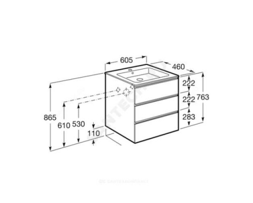 Тумба под умывальник 60 без ножек The GAP белый глянец Roca 857552806