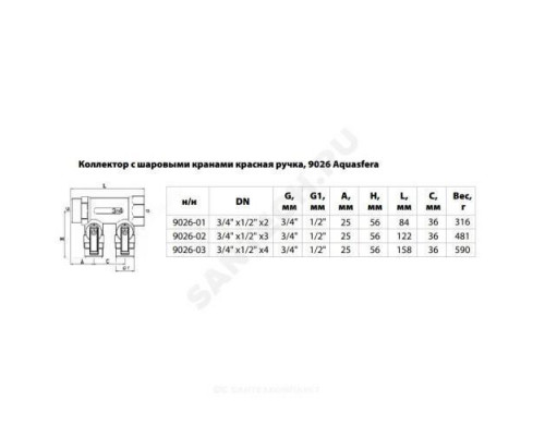 Коллектор латунь 3/4