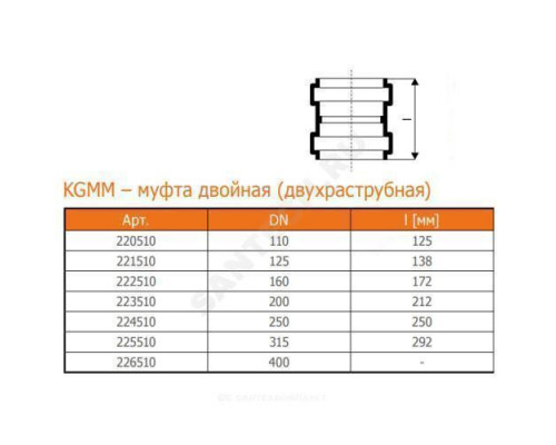 Муфта НПВХ двухраструбная коричневая Дн 400 б/нап соединительная в/к KGMM Ostendorf 226510