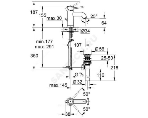 Смеситель для умывальника одноручный BauClassic Grohe 23161000