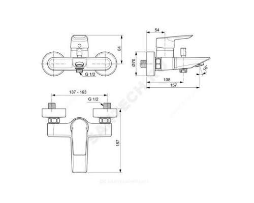 Смеситель для ванны с душем одноручный TESI Ideal Standard A6583AA