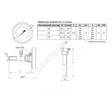 Термометр биметаллический осевой Дк80 L=60мм G1/2