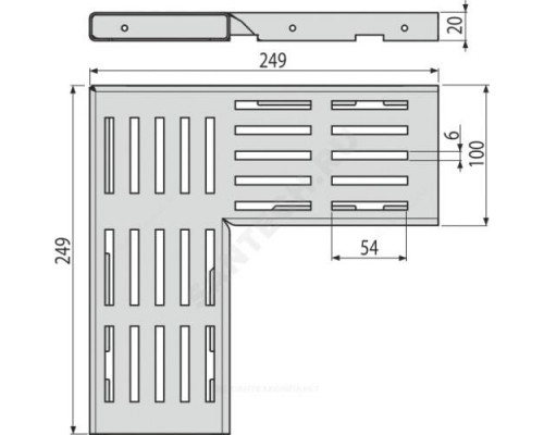 Решетка для дренажных каналов нержавеющая сталь угловая Alca Plast ADZ-R321R