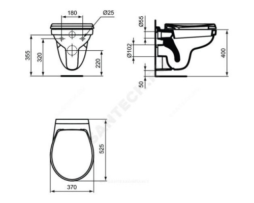 Унитаз подвесной горизонт/выпуск дюропласт микролифт SEVAFRESH Ideal Standard E406501