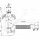 Сифон для кухонной мойки трубный 1 1/2”x40 с гофрой 40х50/40 с 2-мя отводами (штуцерами) выпуск с нержавеющей решёткой D=70мм Alca Plast A840-DN50/40