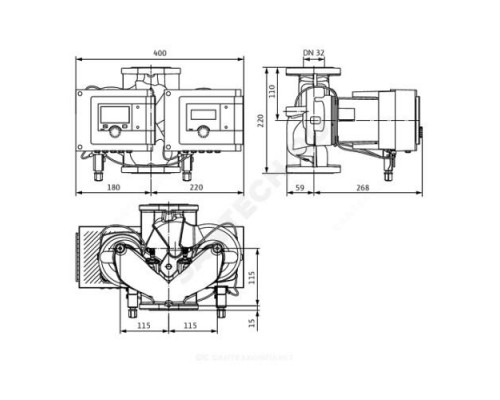 Насос циркуляционный с мокрым ротором Stratos MAXO-D 32/0,5-12 PN6/10 сдвоенный 1х230В/50 Гц Wilo 2164648