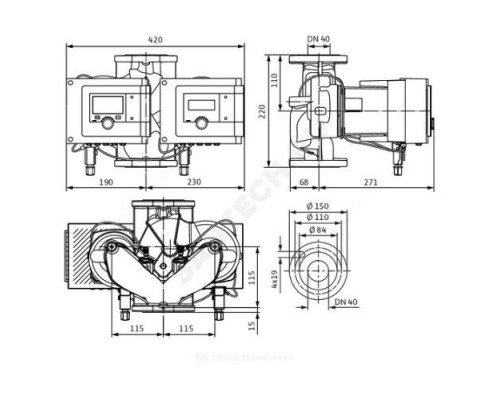 Насос циркуляционный с мокрым ротором Stratos MAXO-D 40/0,5-8 PN6/10 сдвоенный 1х230В/50 Гц Wilo 2164649