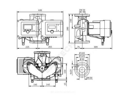 Насос циркуляционный с мокрым ротором Stratos MAXO-D 50/0,5-12 PN6/10 сдвоенный 1х230В/50 Гц Wilo 2164655