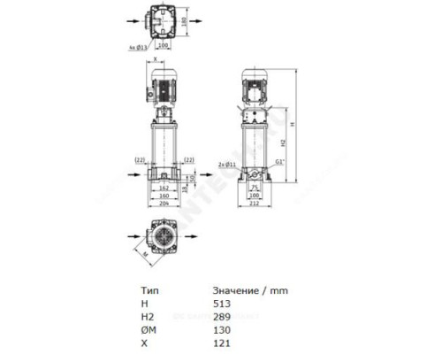 Насос многоступенчатый вертикальный HELIX FIRST V 402-5/16/E/S/400-50 PN16 3х400В/50 Гц Wilo 4201073