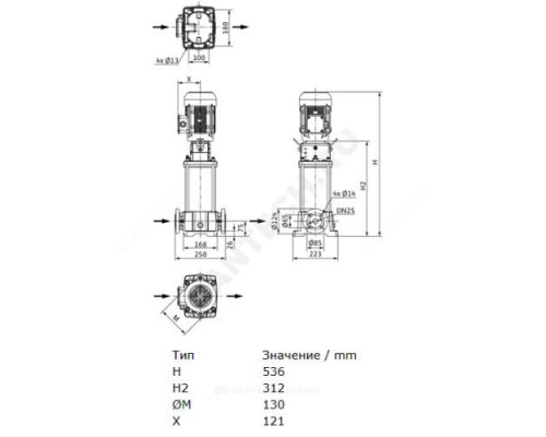 Насос многоступенчатый вертикальный HELIX FIRST V 402-5/25/E/S/400-50 PN25 3х400В/50 Гц Wilo 4201075