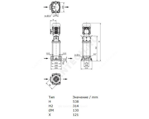 Насос многоступенчатый вертикальный HELIX FIRST V 403-5/16/E/S/400-50 PN16 3х400В/50 Гц Wilo 4201076