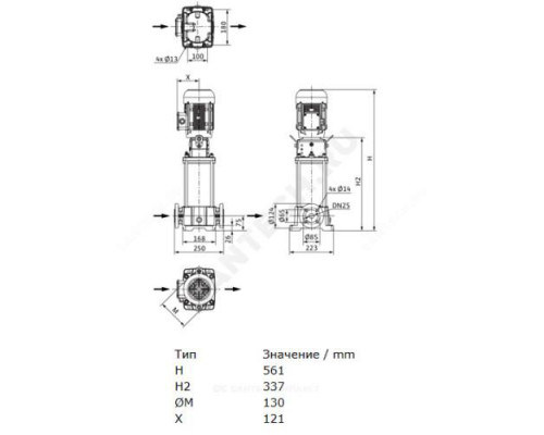 Насос многоступенчатый вертикальный HELIX FIRST V 403-5/25/E/S/400-50 PN25 3х400В/50 Гц Wilo 4201078