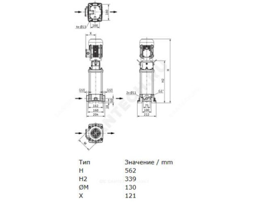 Насос многоступенчатый вертикальный HELIX FIRST V 404-5/16/E/S/400-50 PN16 3х400В/50 Гц Wilo 4201079