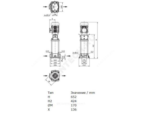 Насос многоступенчатый вертикальный HELIX FIRST V 407-5/16/E/S/400-50 PN16 3х400В/50 Гц Wilo 4201088