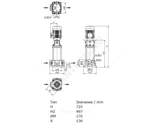 Насос многоступенчатый вертикальный HELIX FIRST V 409-5/25/E/S/400-50 PN25 3х400В/50 Гц Wilo 4201096