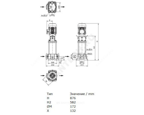 Насос многоступенчатый вертикальный HELIX FIRST V 412-5/25/E/S/400-50 PN25 3х400В/50 Гц Wilo 4201105