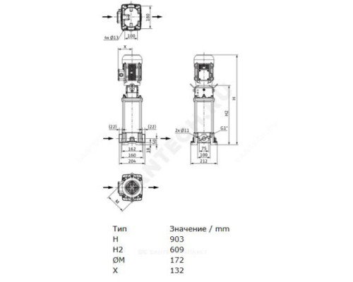 Насос многоступенчатый вертикальный HELIX FIRST V 413-5/16/E/S/400-50 PN16 3х400В/50 Гц Wilo 4201106