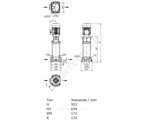 Насос многоступенчатый вертикальный HELIX FIRST V 416-5/16/E/S/400-50 PN16 3х400В/50 Гц Wilo 4201112