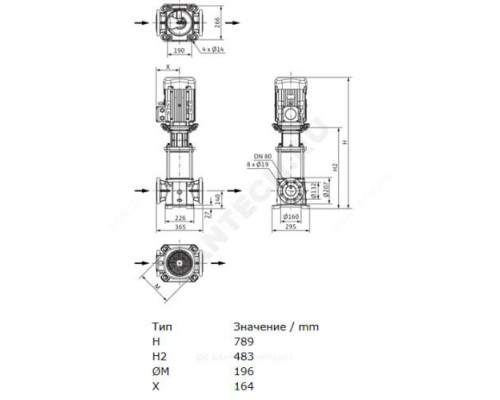 Насос многоступенчатый вертикальный HELIX FIRST V 5201-5/16/E/S/400-50 PN16 3х400В/50 Гц Wilo 4183423