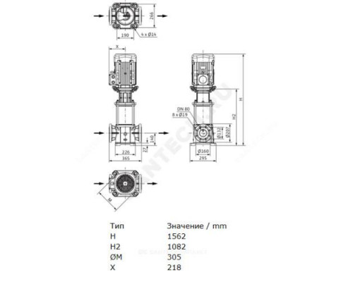 Насос многоступенчатый вертикальный HELIX FIRST V 5205/2-5/25/E/KS/400-50 PN16 3х400В/50 Гц Wilo 4200614