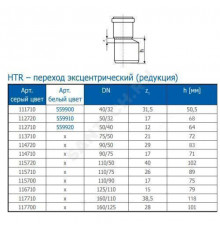 Переход PP-H эксцентрический серая HT HTR Дн 110х90 б/нап в/к Ostendorf 115700