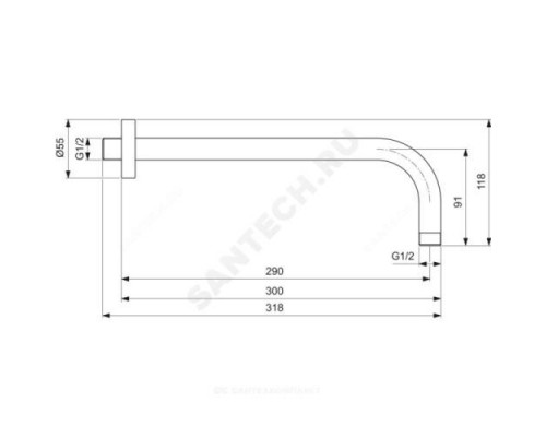 Держатель для верхнего душа 300мм Ideal Standard B9444AA