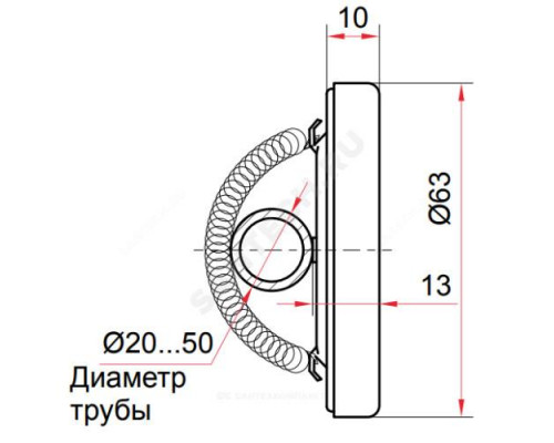 Термометр биметаллический накладной Дк63 150С БТ-30.010 Росма 00000002385