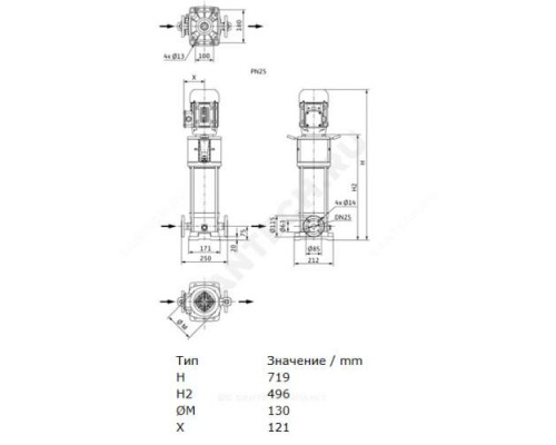 Насос многоступенчатый вертикальный HELIX V 206-2/25/V/KS/400-50 PN25 3х400В/50 Гц Wilo 4161739