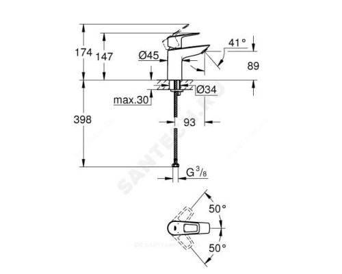 Смеситель для умывальника одноручный BauLoop Grohe 23337001