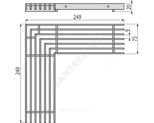 Решетка для дренажных каналов нержавеющая сталь угловая Alca Plast ADZ-R304R