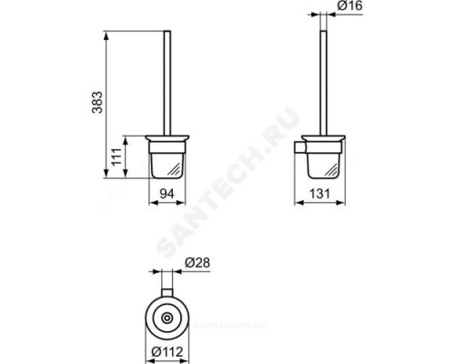 Ершик для унитаза с держателем CONCA сталь нерж Ideal Standard T4495GN