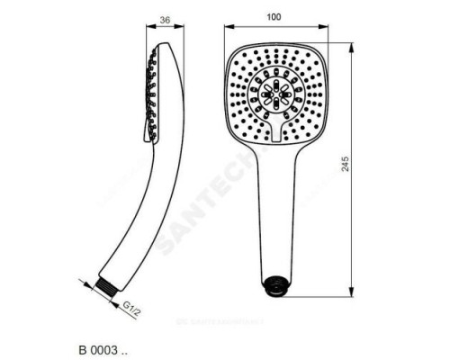 Лейка для душа 3 режима струи IDEALRAIN CUBE M3 Ideal Standard B0003AA