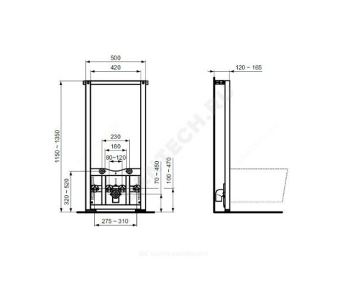 Инсталляция для биде PROSYS Ideal Standard R016267 .