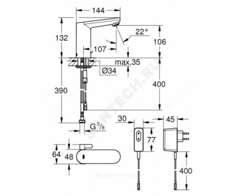 Смеситель для умывальника сенсорный Eurosmart Cosmopolitan E Grohe 36325001