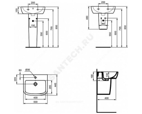 Полупьедестал для умывальника TEMPO Ideal Standard T423001