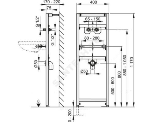 Инсталляция для умывальника и смесителя белый Alca Plast A104A/1200