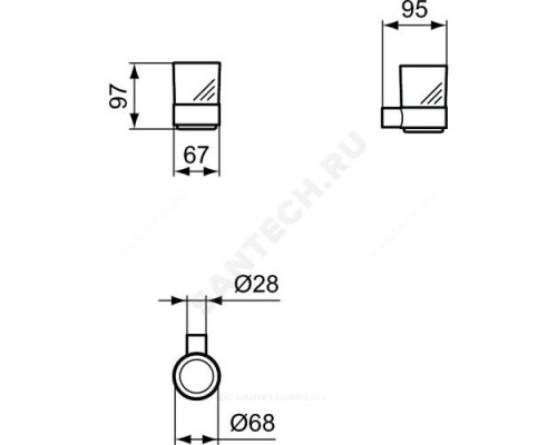 Стакан с держателем CONCA сталь нерж Ideal Standard T4505GN